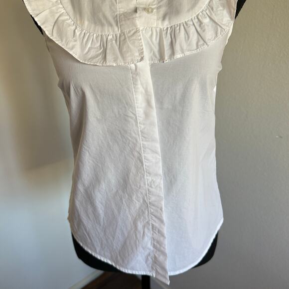 NWOT - White Button Down Bib Front Cap Sleeve Tank Blouse - 2 - Picture 4 of 9